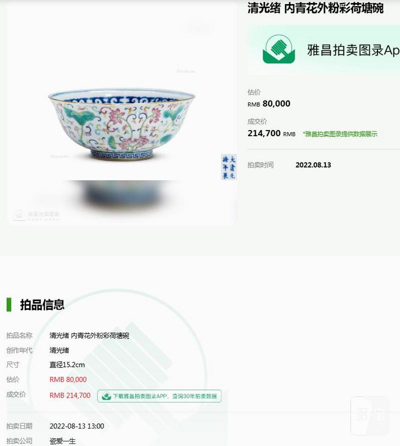 清光绪 内青花外粉彩本固枝荣纹碗 - 图26